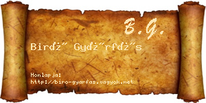 Biró Gyárfás névjegykártya